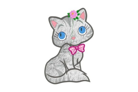 Cute Kitty Girl Applique for Holiday Collections